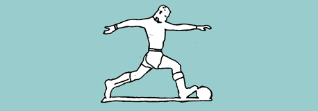 Fotbollsspelare (illustration: Magnus Nilsson efter gammalt foto)