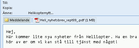 Detalj från utskick från Helikopter