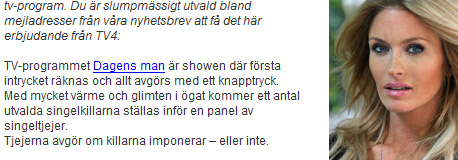 Detalj från nyhetsbrev från TV4