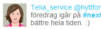 Twitter-meddelande från Telias kundtjänst